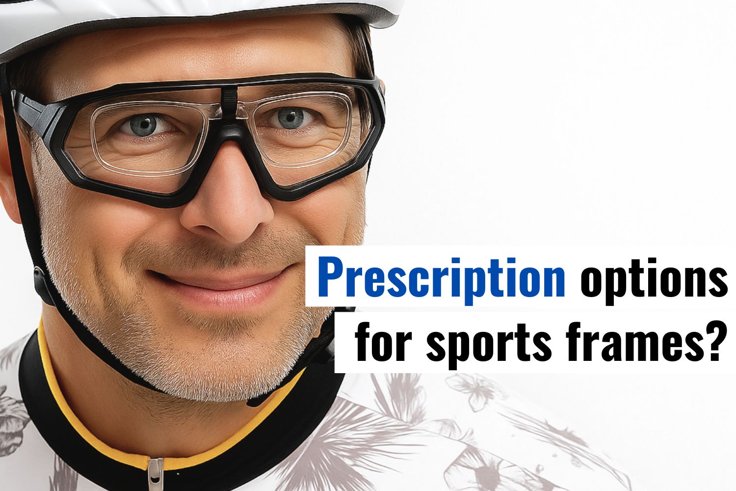 Cyclist wearing prescription sports frames with inserts, highlighting eyewear options for athletes needing custom vision correction in performance sunglasses.