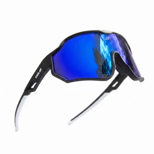 Buy SAOLAR Aquavex photochromic sports sunglasses with blue full revo lenses, built for cycling, running, and water sports. These high-performance sunglasses feature adaptive photochromic lenses (Category 0-3) for changing light conditions, ensuring clear vision and UV400 protection. The durable full-rim wraparound frame offers maximum stability, comfort, and wind resistance. Shop premium photochromic sunglasses online, designed for athletes seeking performance, protection, and bold style in all outdoor.