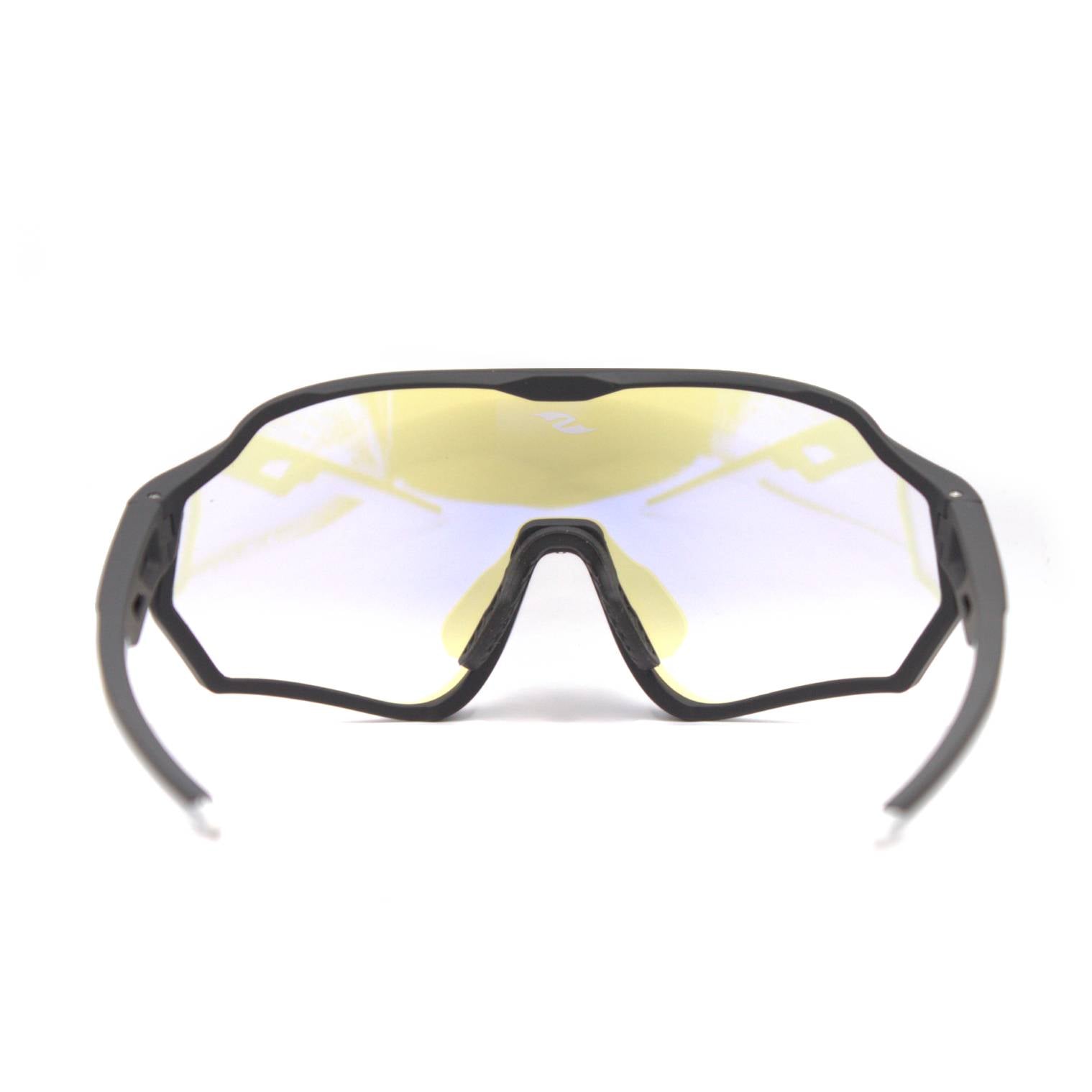 Back view: SAOLAR Aquavex sport sunglasses with blue photochromic lenses, full-rim wraparound durable design.