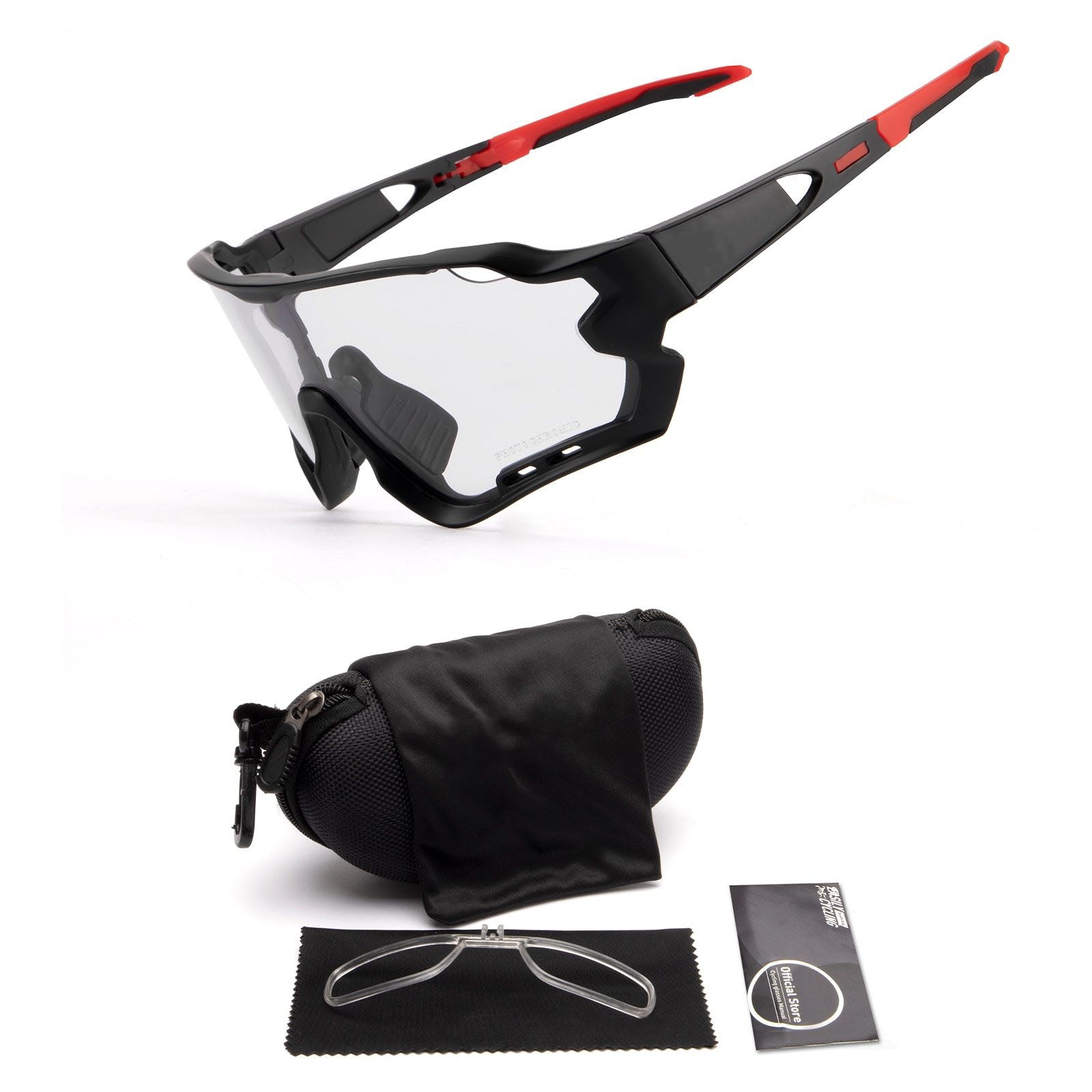 Cuttle photochromic cycling sunglasses - Black Red