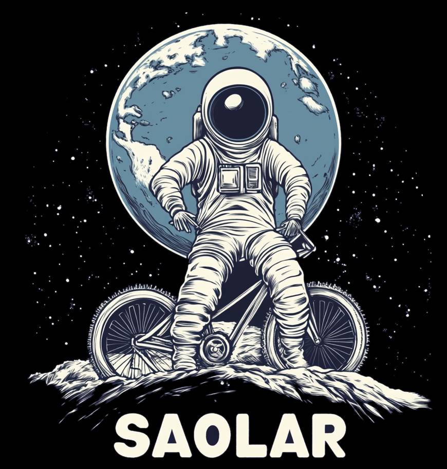 SAOLAR Nebula cotton t-shirt with astronaut and Earth design.