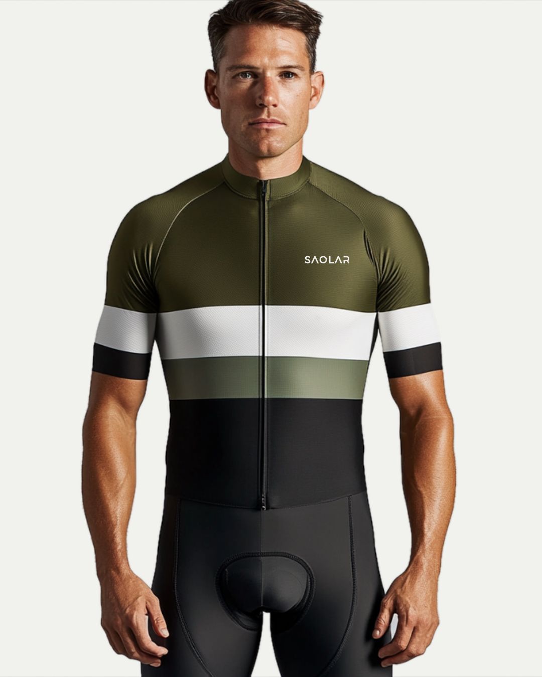 SAOLAR cycling jersey with sleek, aerodynamic fit and color-blocked pattern.