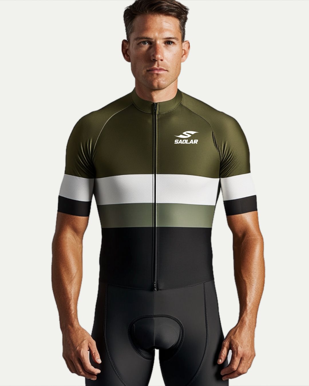 SAOLAR cycling jersey with sleek, aerodynamic fit and color-blocked pattern.