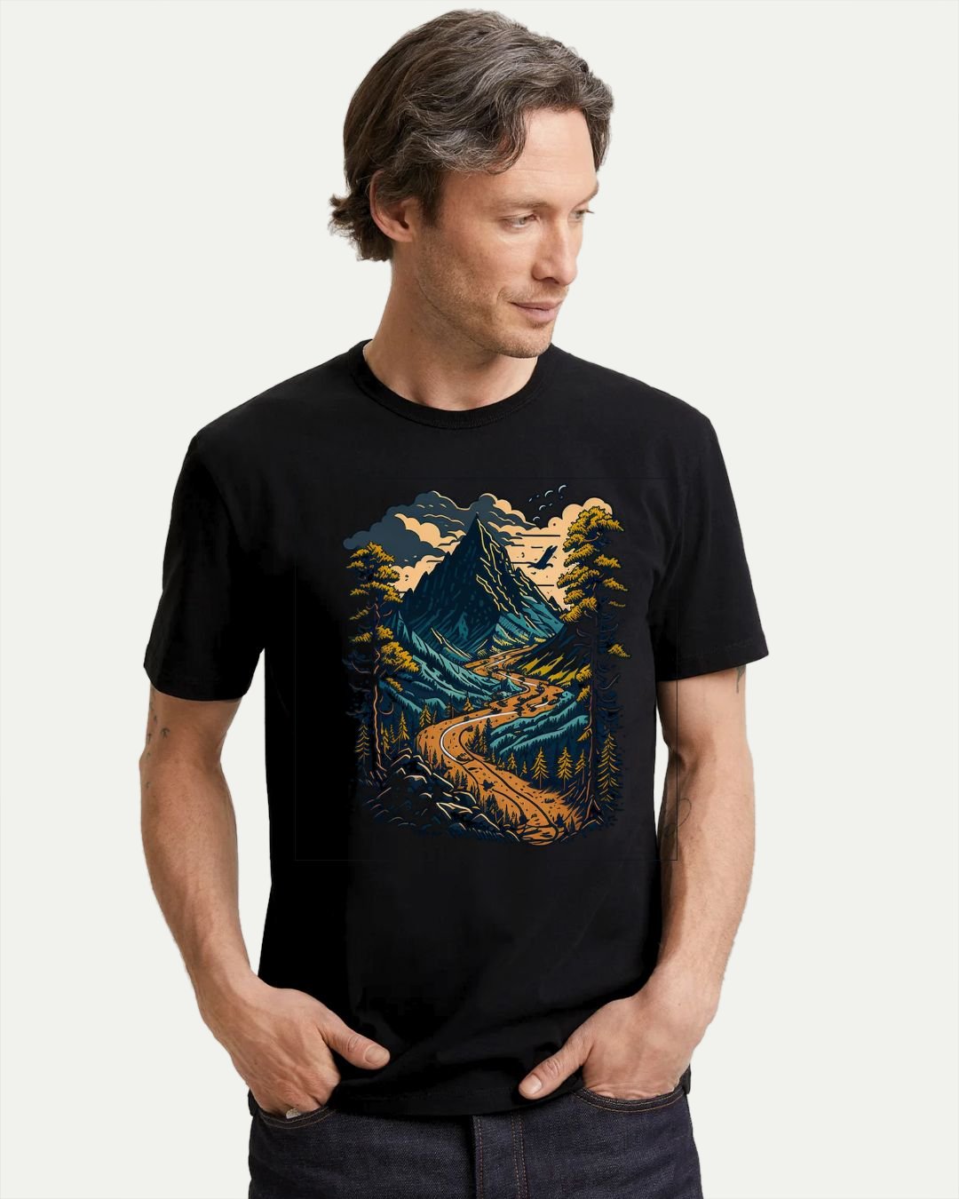 100% cotton Trailblazer MTB Tee featuring an adventure-inspired logo, designed for cyclists and mountain biking enthusiasts.