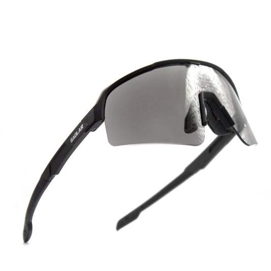 SAOLAR Stratos photochromic sport sunglasses with gray lenses category 0 to 3. Buy lightweight aerodynamic wraparound cycling sunglasses with UV400 protection, anti glare clarity, and all day comfort. Perfect for running, biking, hiking, and outdoor sports. Designed for high performance, durability, and optimal vision in changing light conditions.