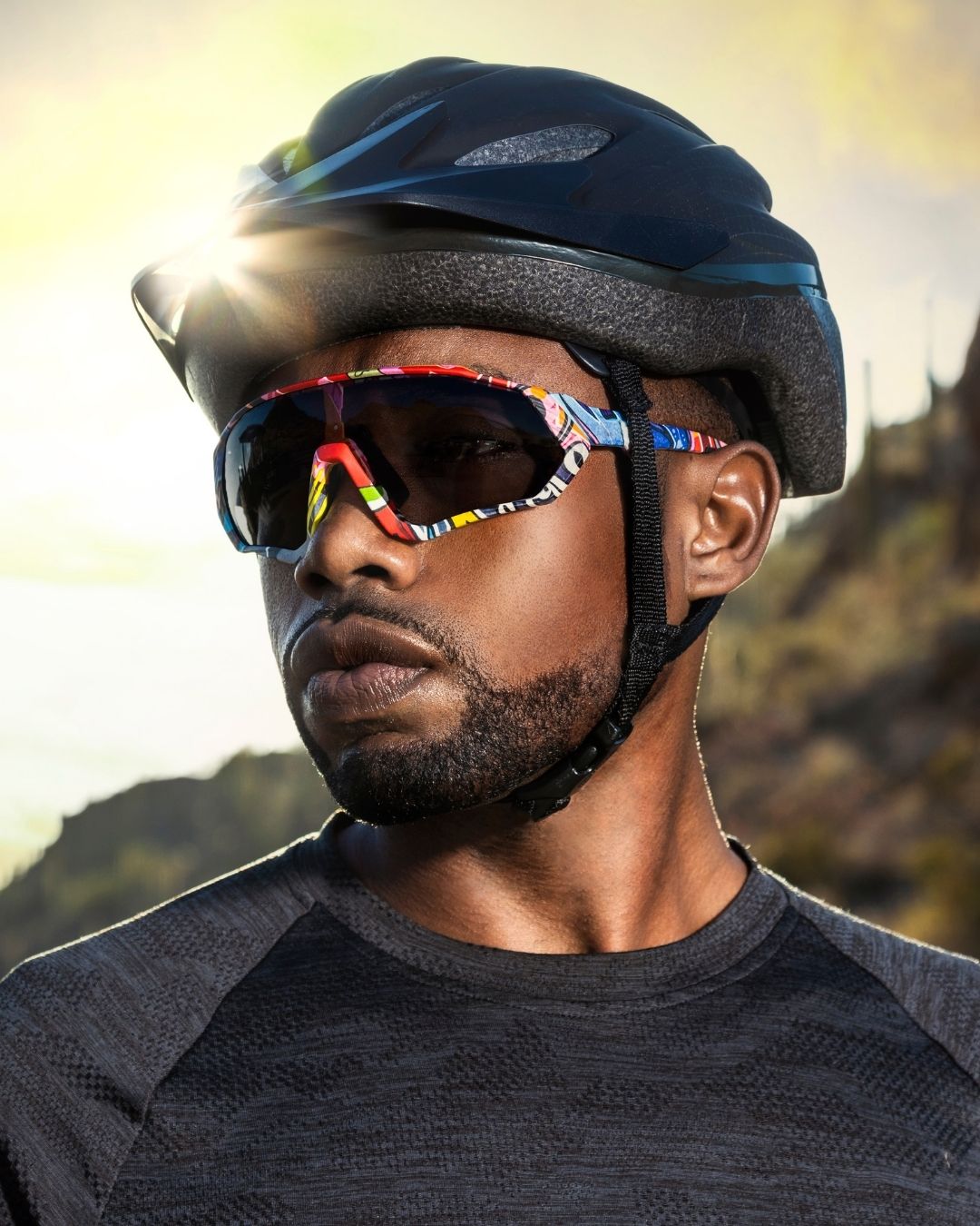 Male rider with Sunreact cycling glasses
